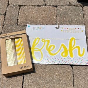 🟣 BOGO! Lemonade Stand Ready! Paper Straws Included - Party Decorations Set